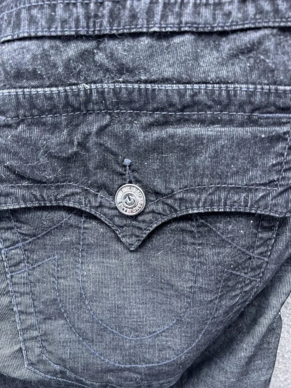 True Religion Ricky Jeans Men 34 Black Relaxed Straight Distressed Denim Vintage